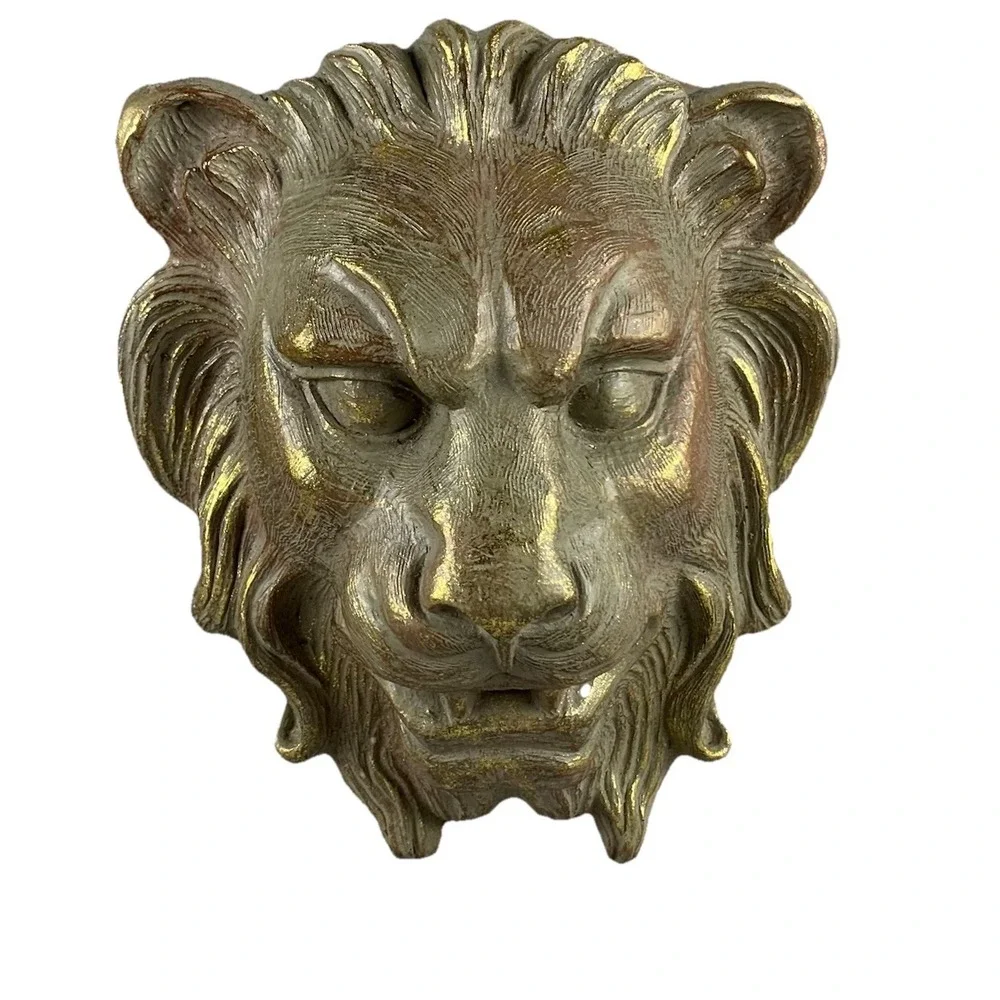 Lions Head Resin Wall Shelf Sconce Gold Color Classical Rococo Hollywood Regency
